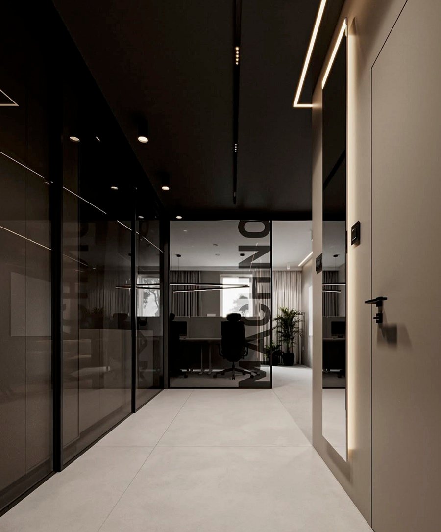 Interior with minimal glass frames